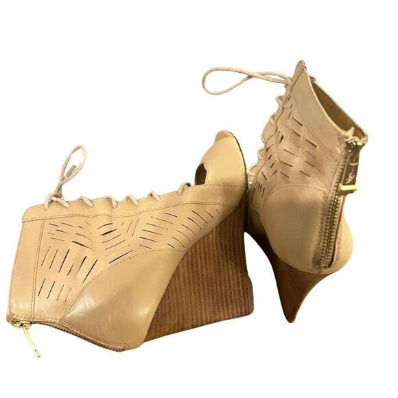 Report Signature Tan Peep-Toe Wedge Ankle Boots - Picture 6 of 6